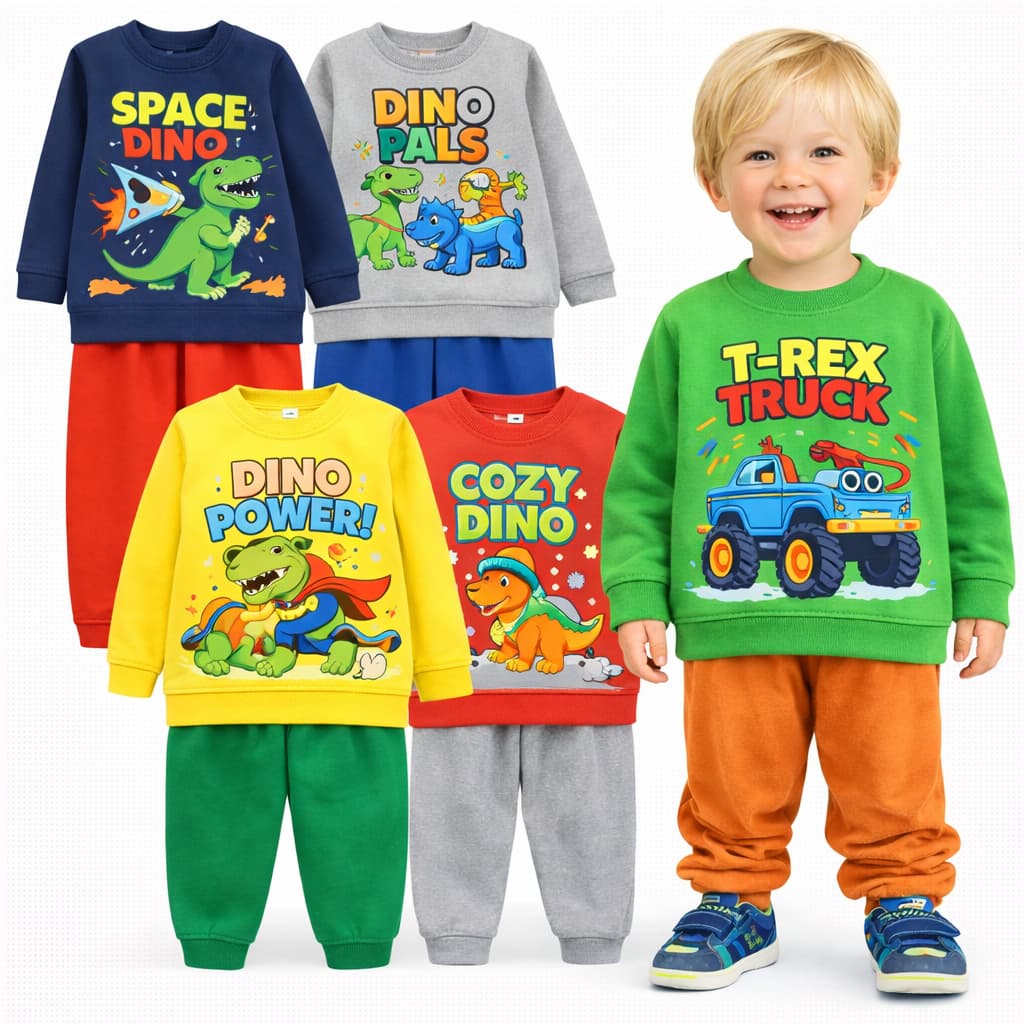 Kit Sortido 2 ou 6 Peças Conjunto de Inverno Menino Flanelado Conjunto de Moletom Infantil Bebê Masculino Inverno