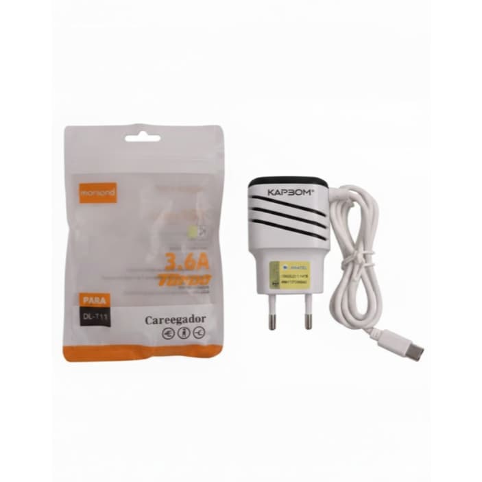 Carregador de Celular Turbo C/ 2 Portas USB Cabo V8 3.6a Ultra Rapido