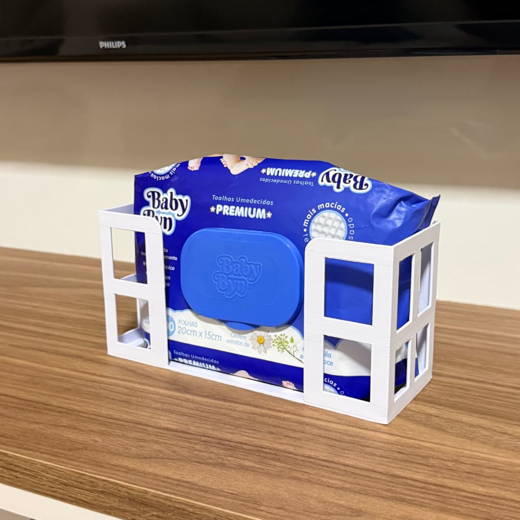 Porta Lenços Umedecidos de Parede com Dupla Face Suporte Pampers Organizador Banheiro Bebê