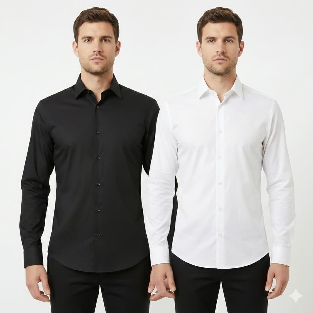 Kit 2 Camisa social Slim Fit Masculina Manga Curta Gola Americana Camisa Social