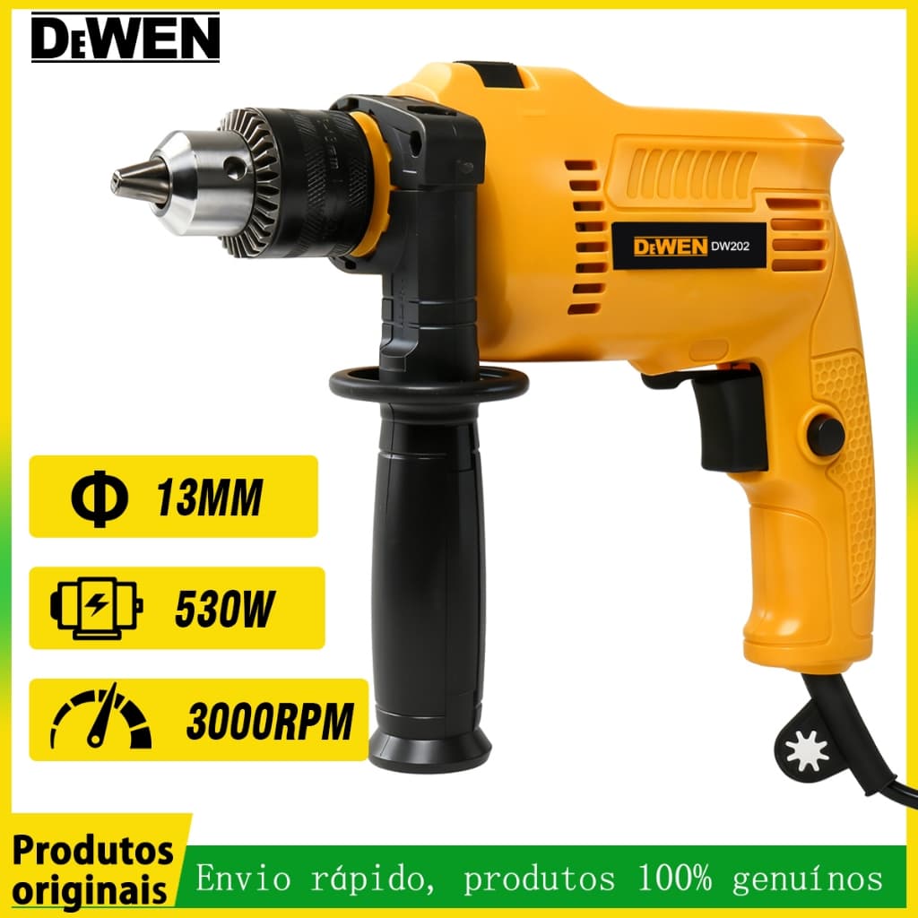 Furadeira com Impacto 13mm Auto Reverso de Impacto Potência 530W parafusadeira martelete rompedor