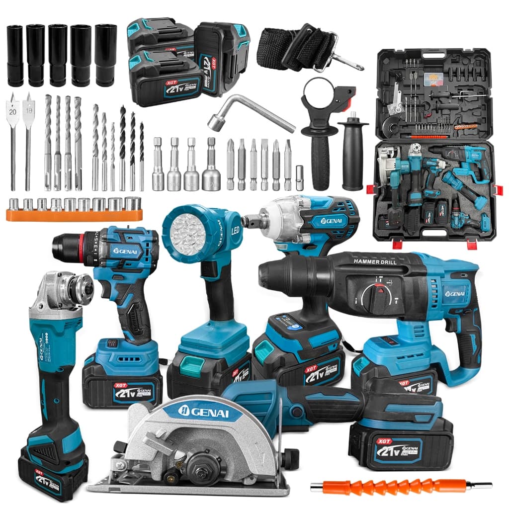 6-5 pc Brushless Ferramentas Martelete Esmerilhadeira Lixadeira Parafusadeira Chave Impacto luzes LED 4 Baterias 21V