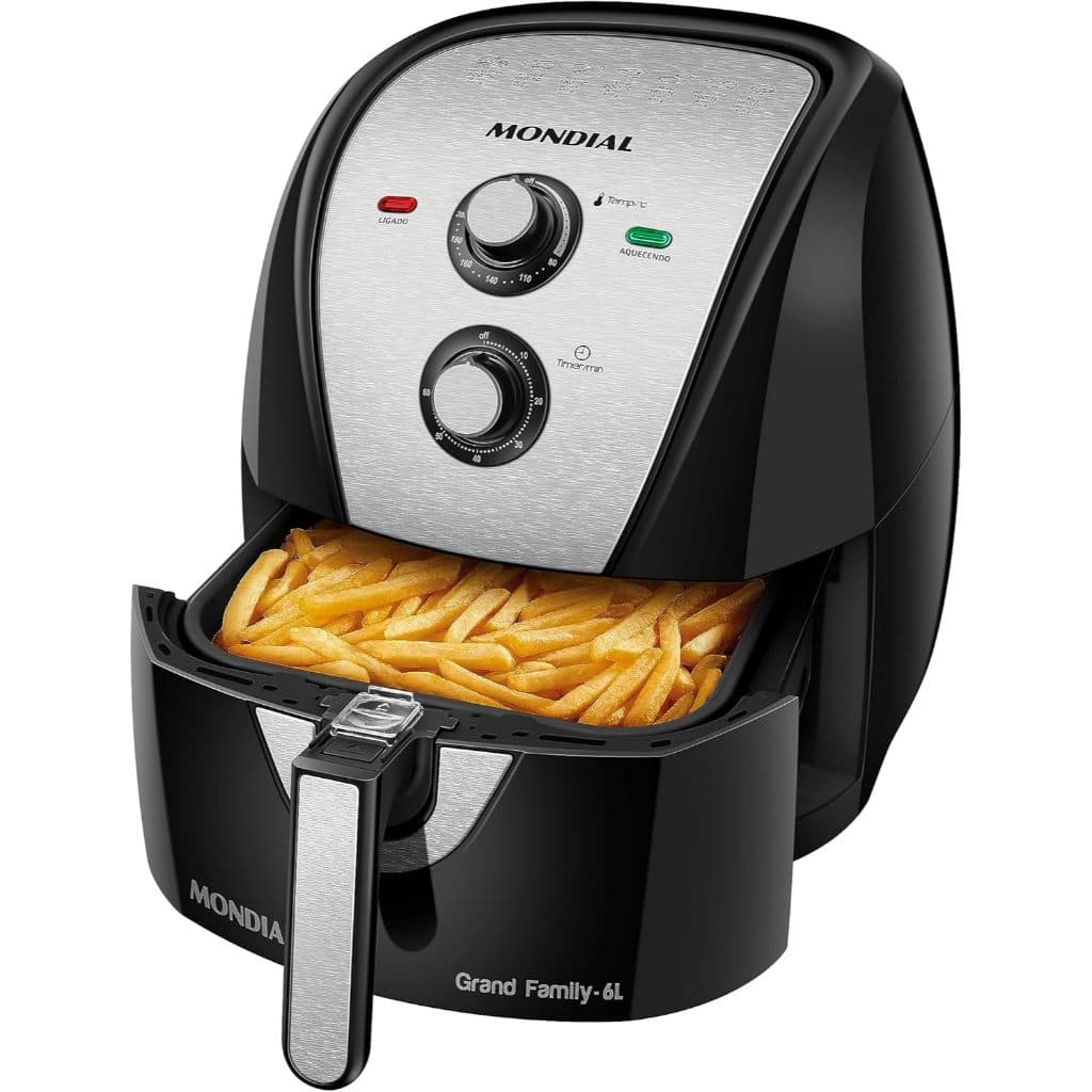 Fritadeira Sem Óleo Air Fryer 6l Mondial Afn-60-Bi 1900w Preto/inox 220v