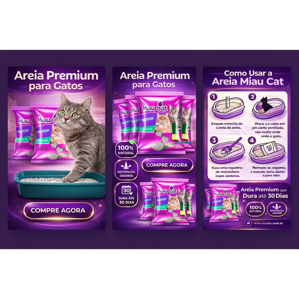 Areia Sanitária Antiodor 4kg Mig Cat 100% Natural Para Gatos