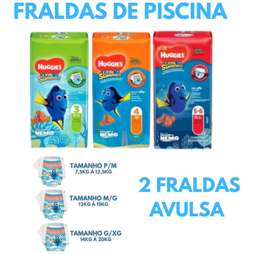 Fralda Calça De Praia e Piscina Huggies Littlle Swimmers - P /M M/ G  G/XG - 2 Unidades De Fraldas