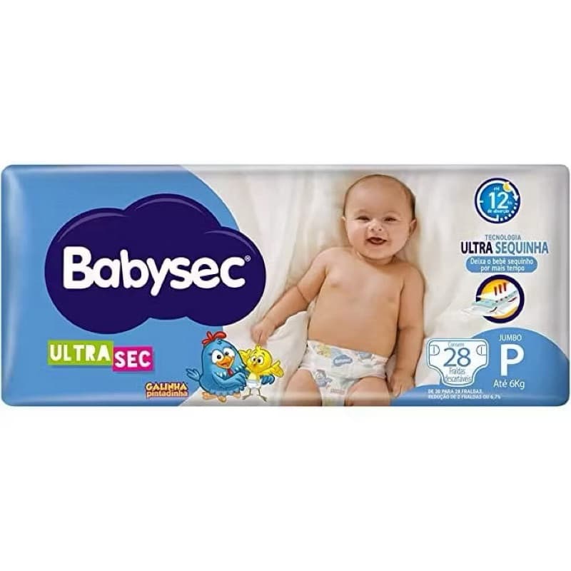 Fralda Descartável Infantil Babysec Ultra Sec Original | P 28 M 26 XG 20 Un