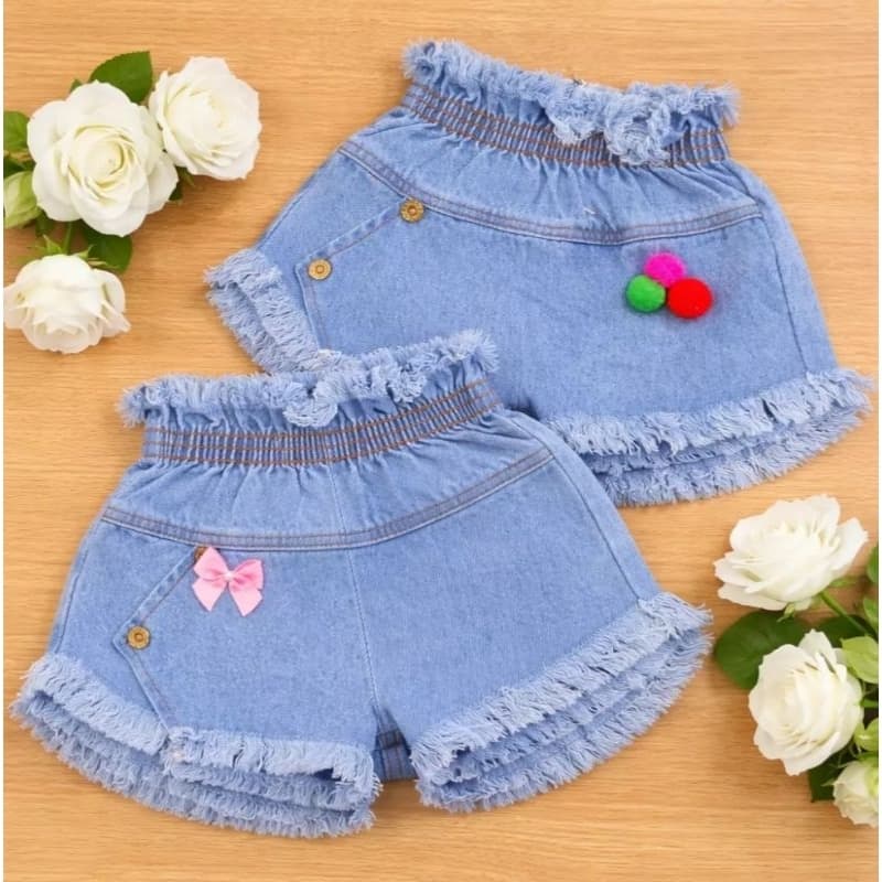 Short Jeans Infantil Menina Bebê Passeio Festa Presente
