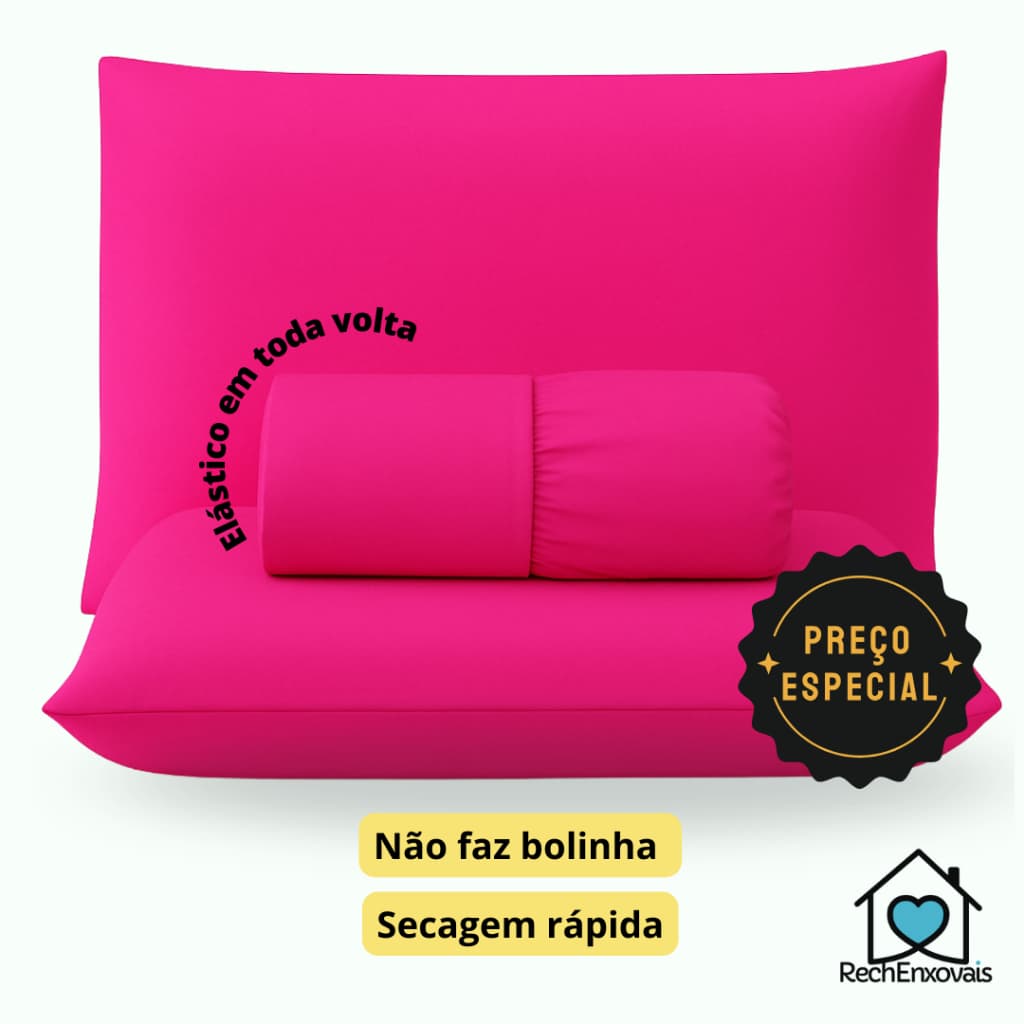 Jogo de Lençol Cama Casal Padrão Box 3 Peças Liso com Elástico em toda volta - 1,88m x 1,38m x 20cm