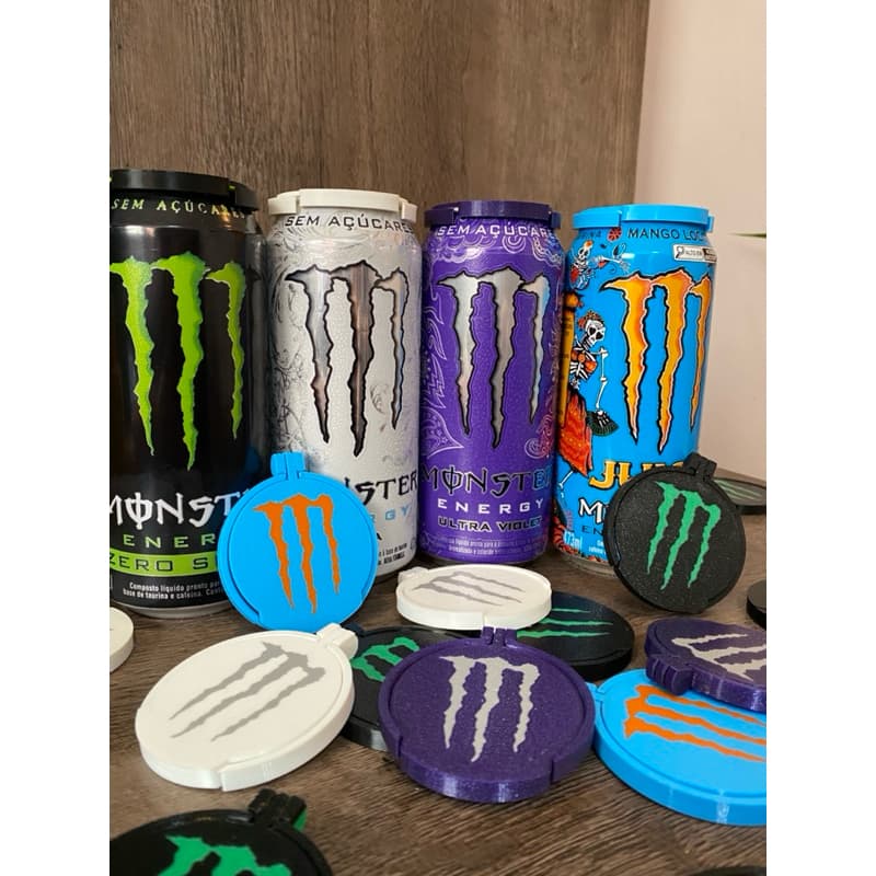 Tampa Monster Lata Monster Energético Lata Várias Cores - Impressão 3D