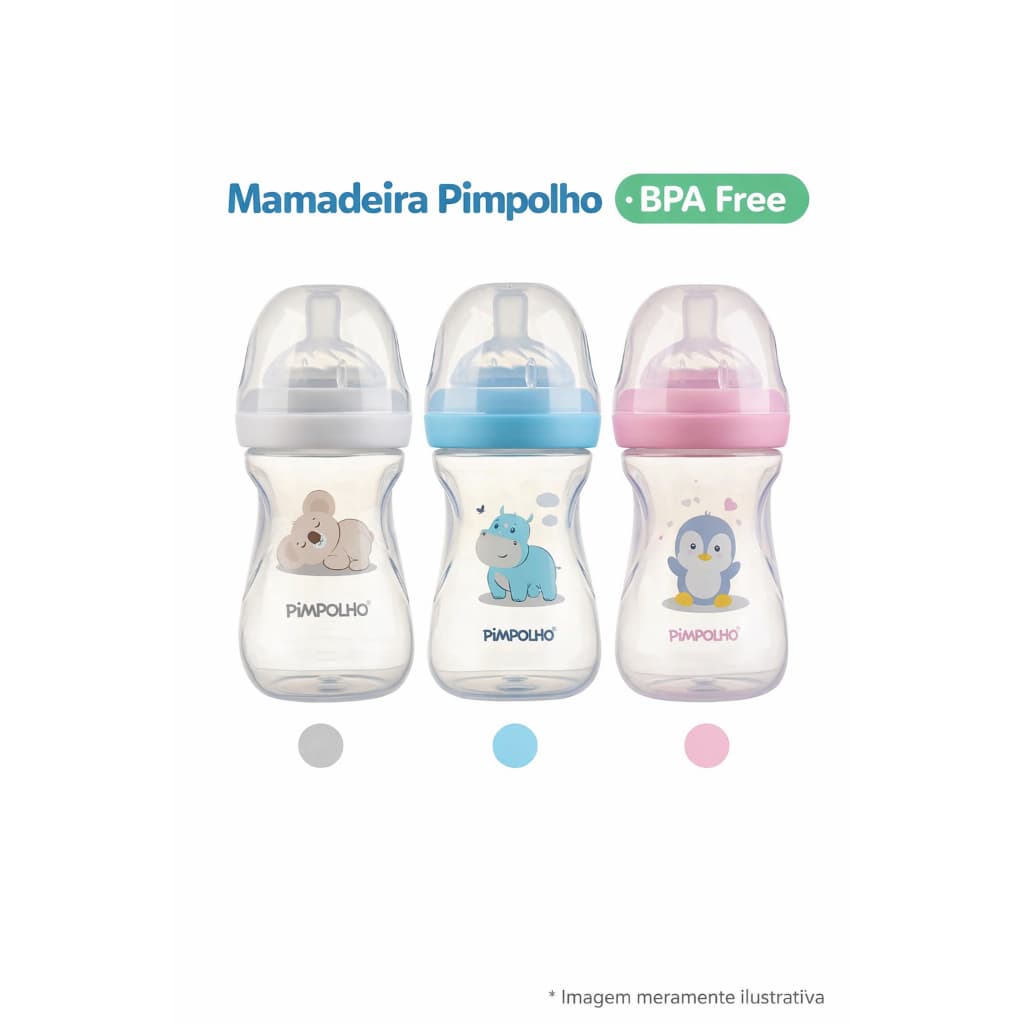 Mamadeira Pimpolho BPA Free 150ml / 260ml Anticólica Fluxo 2 Bico Soft Touch Bebê