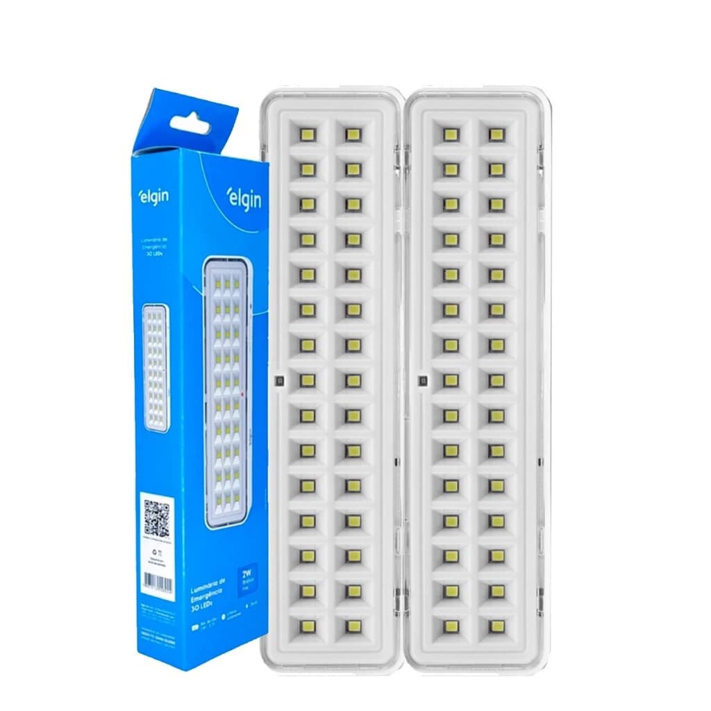 Kit 2 Luminária Lâmpada de Emergência Elgin 30 Led 2w 6500k
