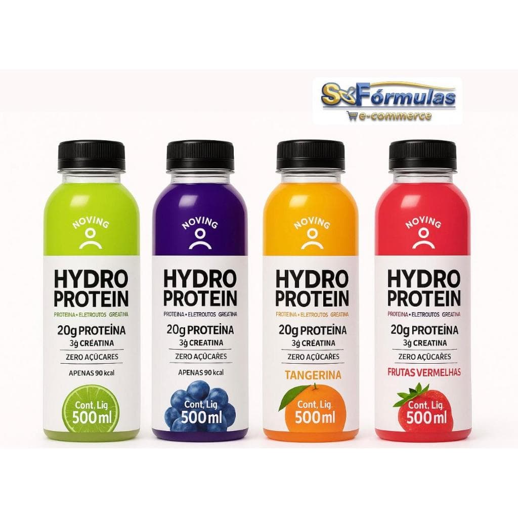 Kit Isotônico Hydro Protein Moving - Limão Uva Tangerina Frutas Vermelhas - 4x500ml - 20g Proteinas Zero Açucares