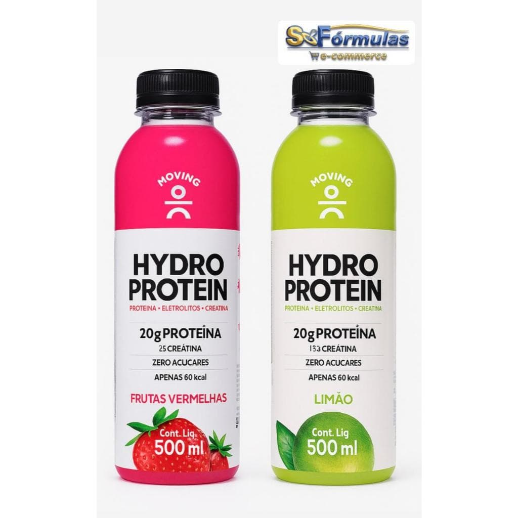 Kit Isotônico Hydro Protein Moving -  Frutas Vermelhas Limão - 2x500 ml - 20g Proteínas Zero Açucares