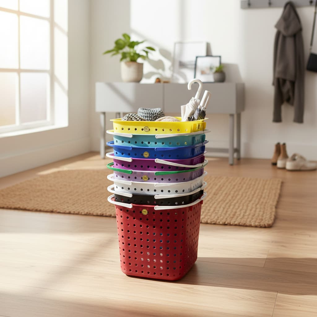 Cesto De Roupa Multiuso Organizador Banheiro Lavanderia Brinquedo Empilhável Com alça 33 Litros Várias Cores
