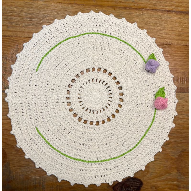 kit sousplat jogo Americano tulipas em amigurumi feito a mão em crochê 🧶 40 cm