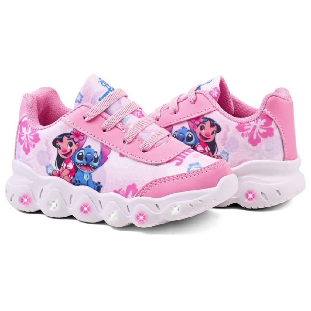 Tênis Infantil Menina Stitch Com Led Super Confortável e Leve