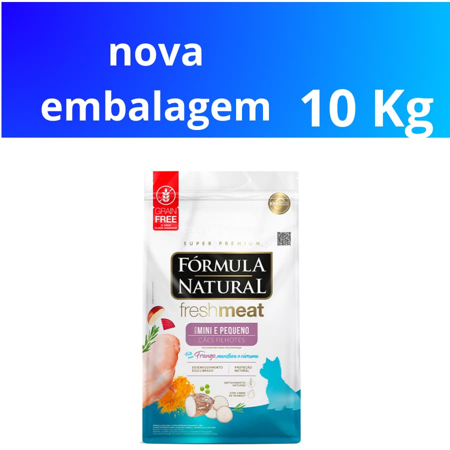 Fórmula Natural Fresh Meat Cães Filhotes Portes Mini E Pequeno Pacote 10KG
