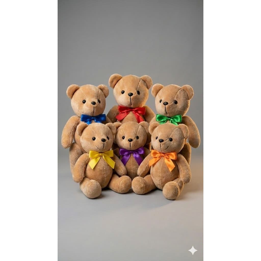 Kit 06 Ursinho De Pelúcia Articulado 24cm Para Decoração Festa Bebê Cesta Dia dos Namorados
