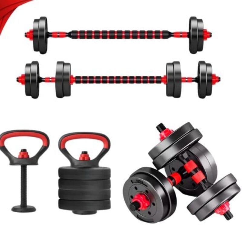Kit de treino 20kg  fitness funcional em casa halteres barra acessoro de treino preto