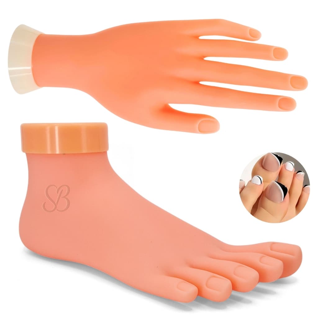 Kit Mão de Treino + Pé de Treino Treinamento Completo Profissional Iniciante Manicure Nail Designer