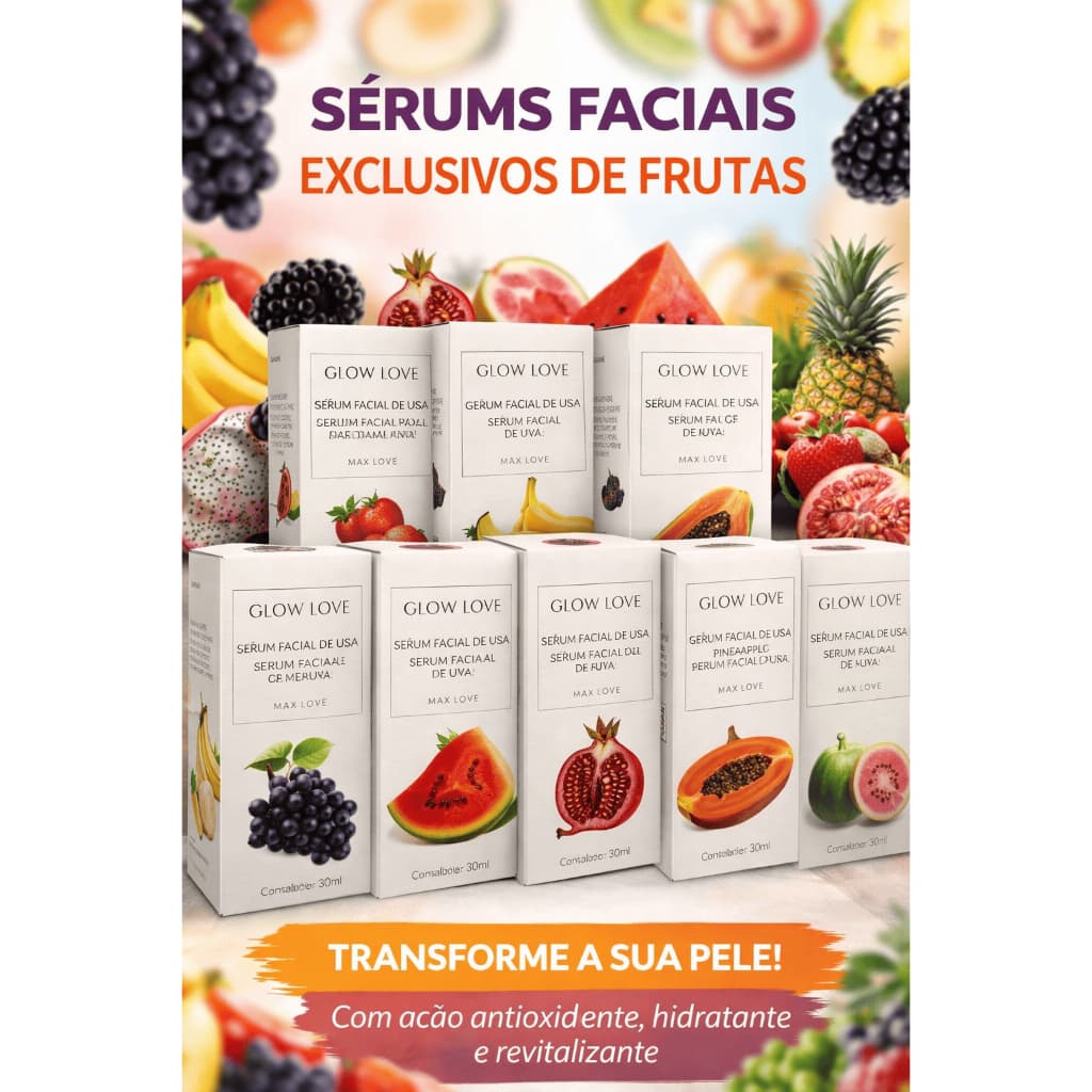 Sérum Facial Glow 30ml Vitamina C Ácido Hialurônico e Niacinamida Iluminador Antissinais Skincare