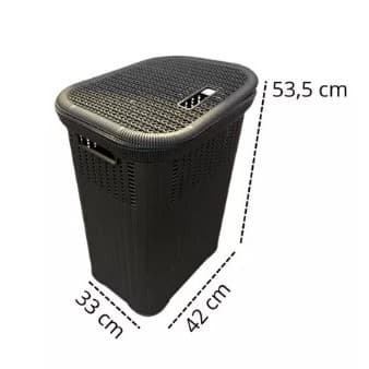 OFERTA cesto rattan roupa suja de banheiro durável 50 litros INJEPLASTEC