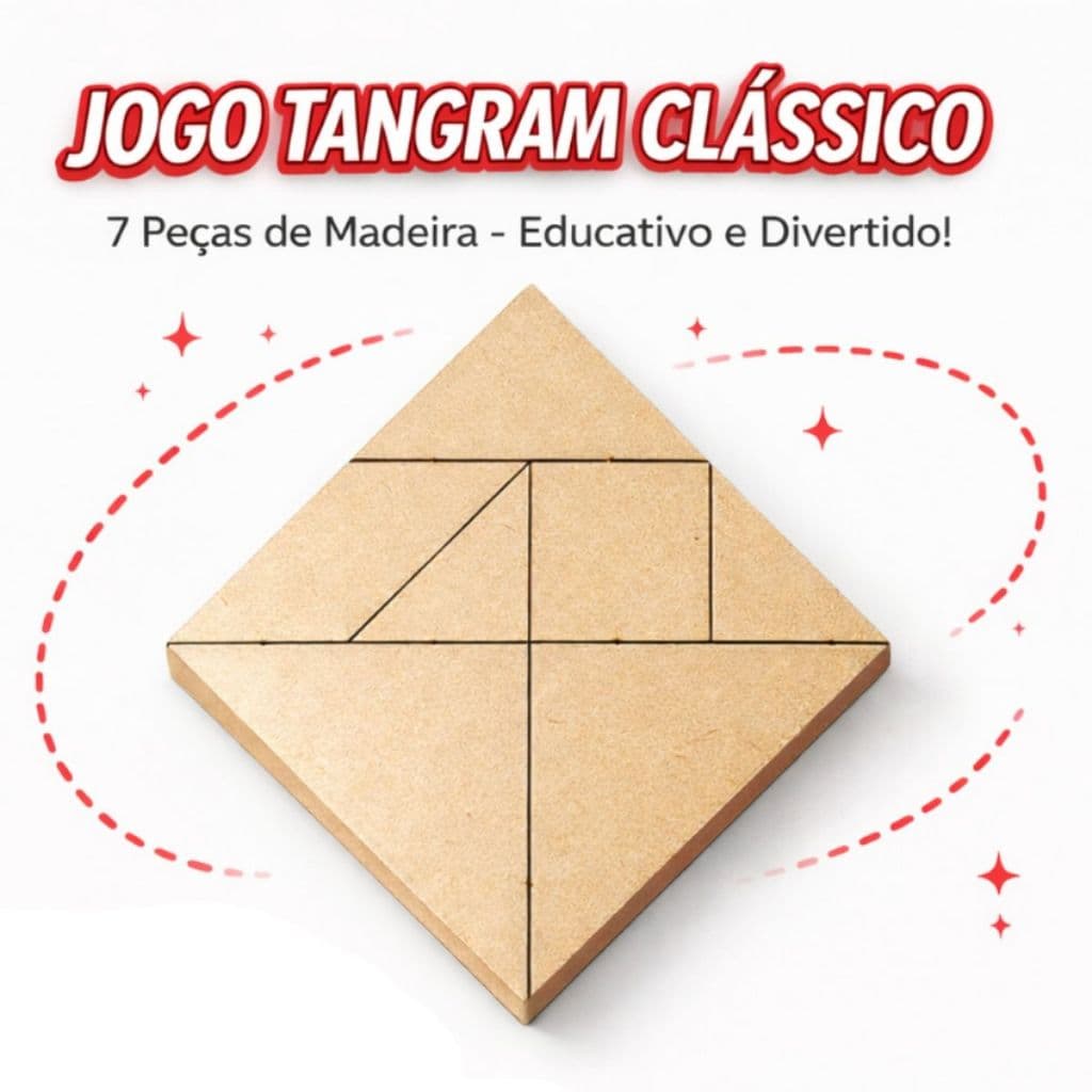 Kit 20 Tangram Educativo Criança Brinquedo Infantil Pedagógico Lembrancinhas MDF Escola Menino