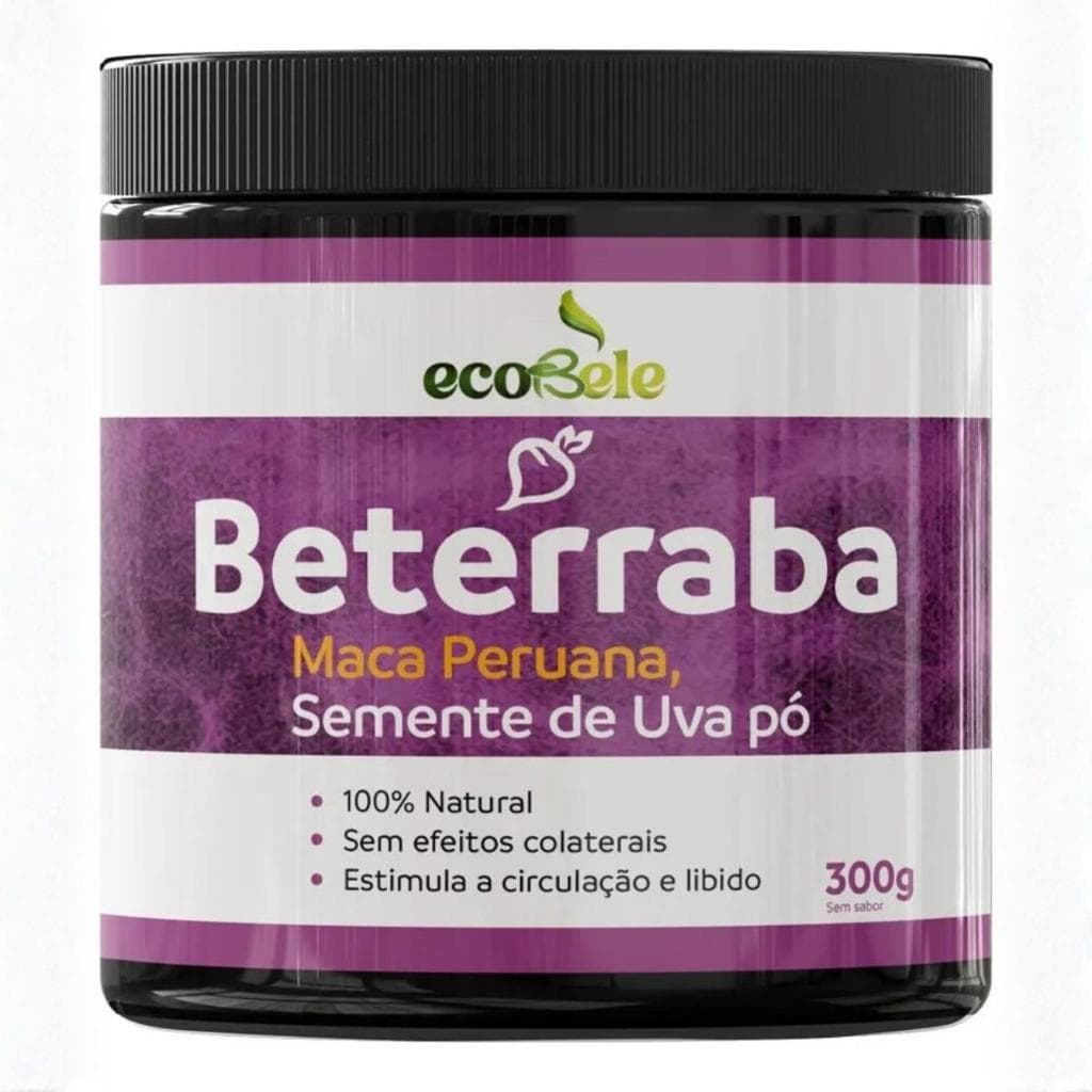Suplemento Alimentar para Treinos Beterraba Semente De Uva Pó 300g Pré Treino Energia EcoBele