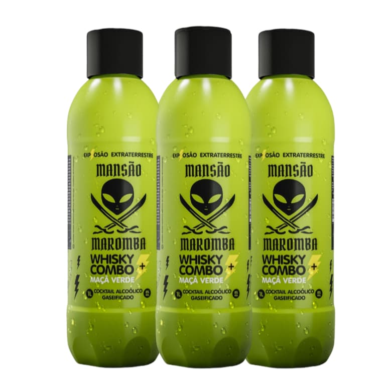 Kit com 3  Energético Bebida Mansão Maromba 1 Litro Explosão de sabores