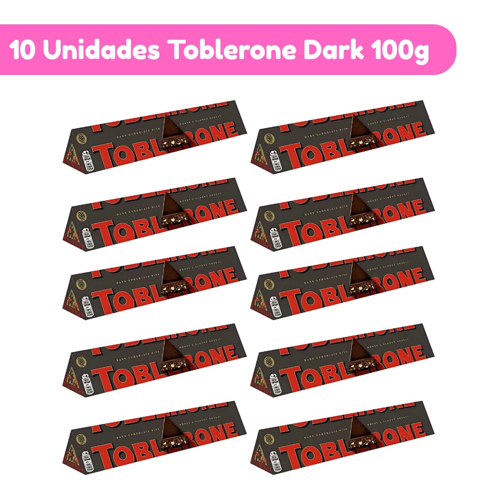 Chocolate Toblerone Dark 100g Kit com 5 a 10 barras Importado Suiça