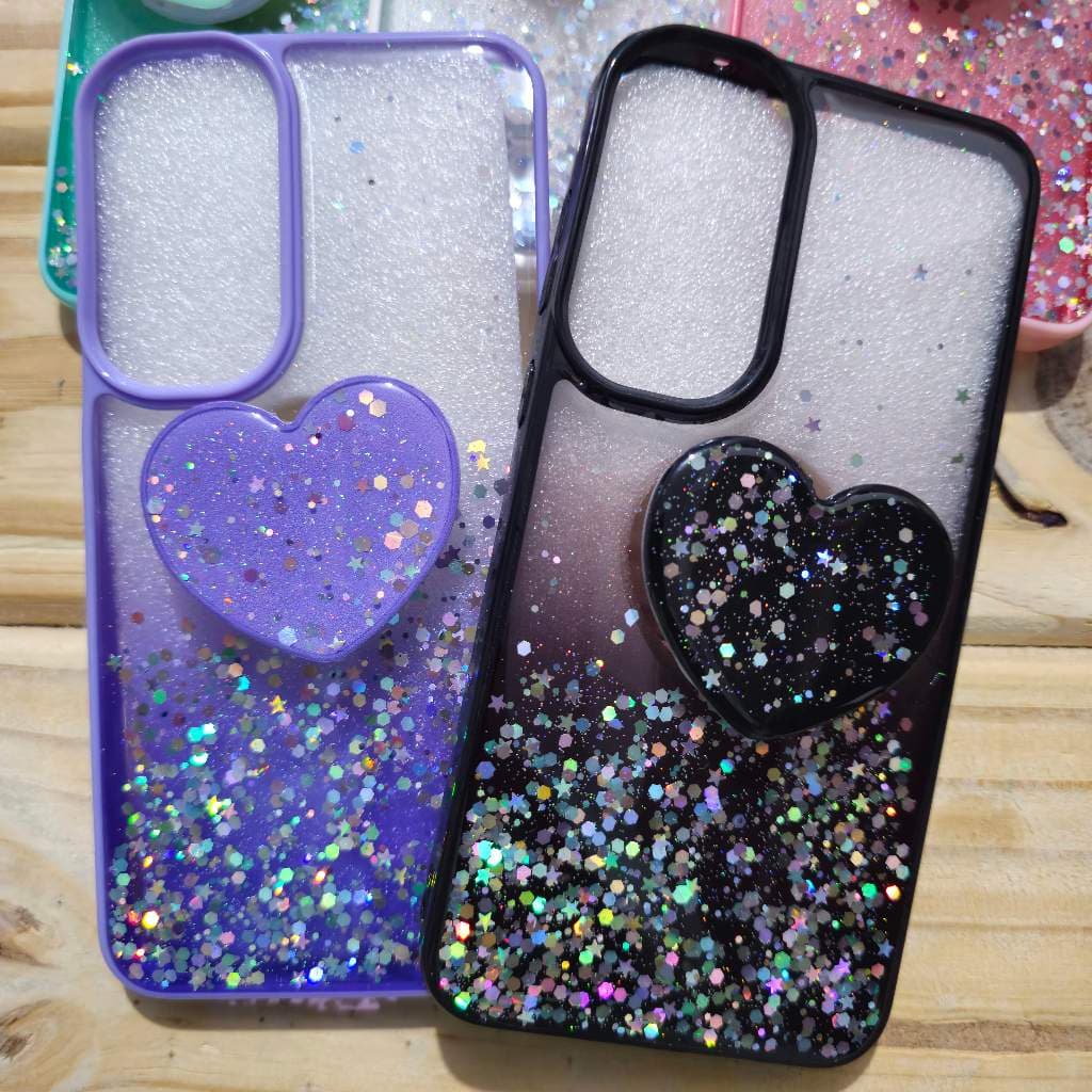 Capa capinha silicone anti impacto para Samsung A56 /  Samsung A36 - com suporte de coração