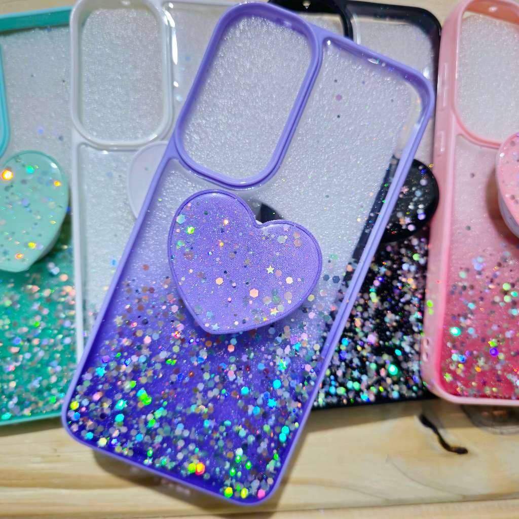 Capa capinha silicone anti impacto para Samsung A07 /  Samsung A06 - com suporte de coração