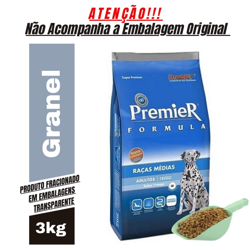 Ração para Cachorro Premier Pet Cães Adultos Frango 3 Kg Granel