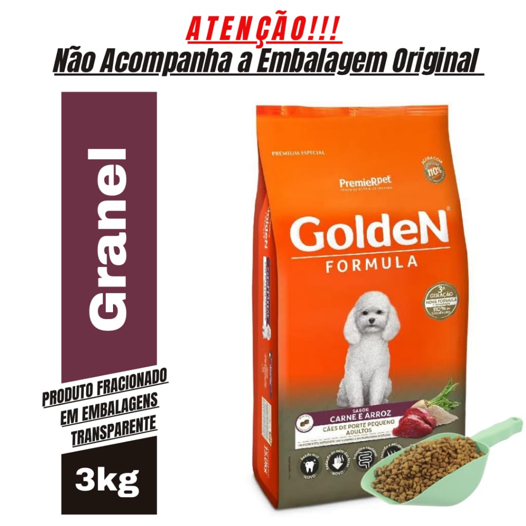 Ração Para Cachorro PremieR Pet Golden Raças Pequenas Sabor Carne 3Kg A Granel - Ração Cachorro