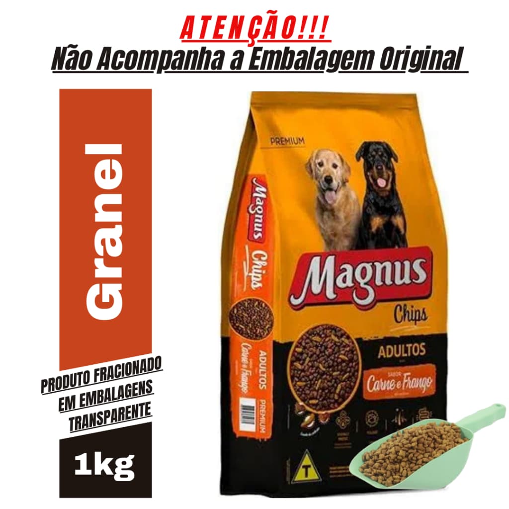 Ração para Cachorro Magnus Chips Adulto Sabor Carne e Frango 1Kg a Granel - Ração de Cachorro
