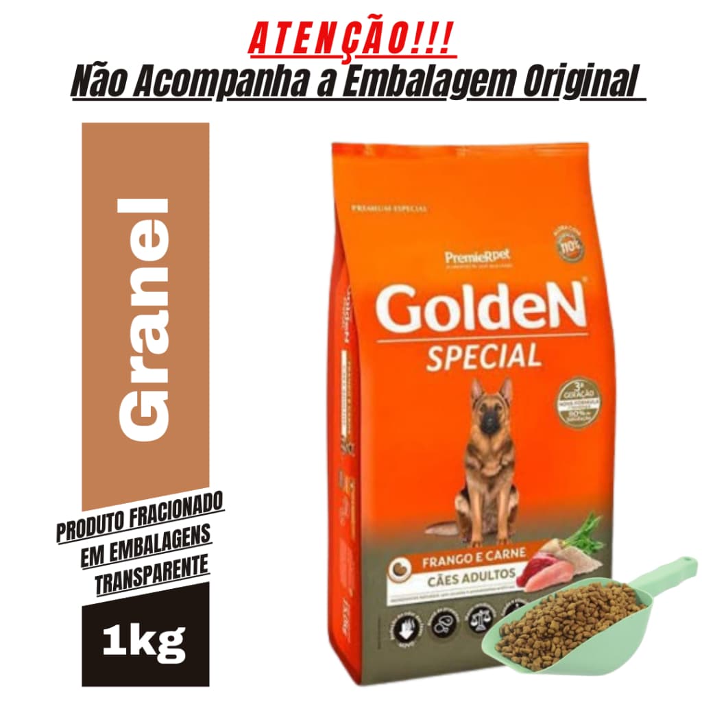 Ração para Cachorro GoldeN Special Cães Adultos Frango e Carne 1 Kg Granel