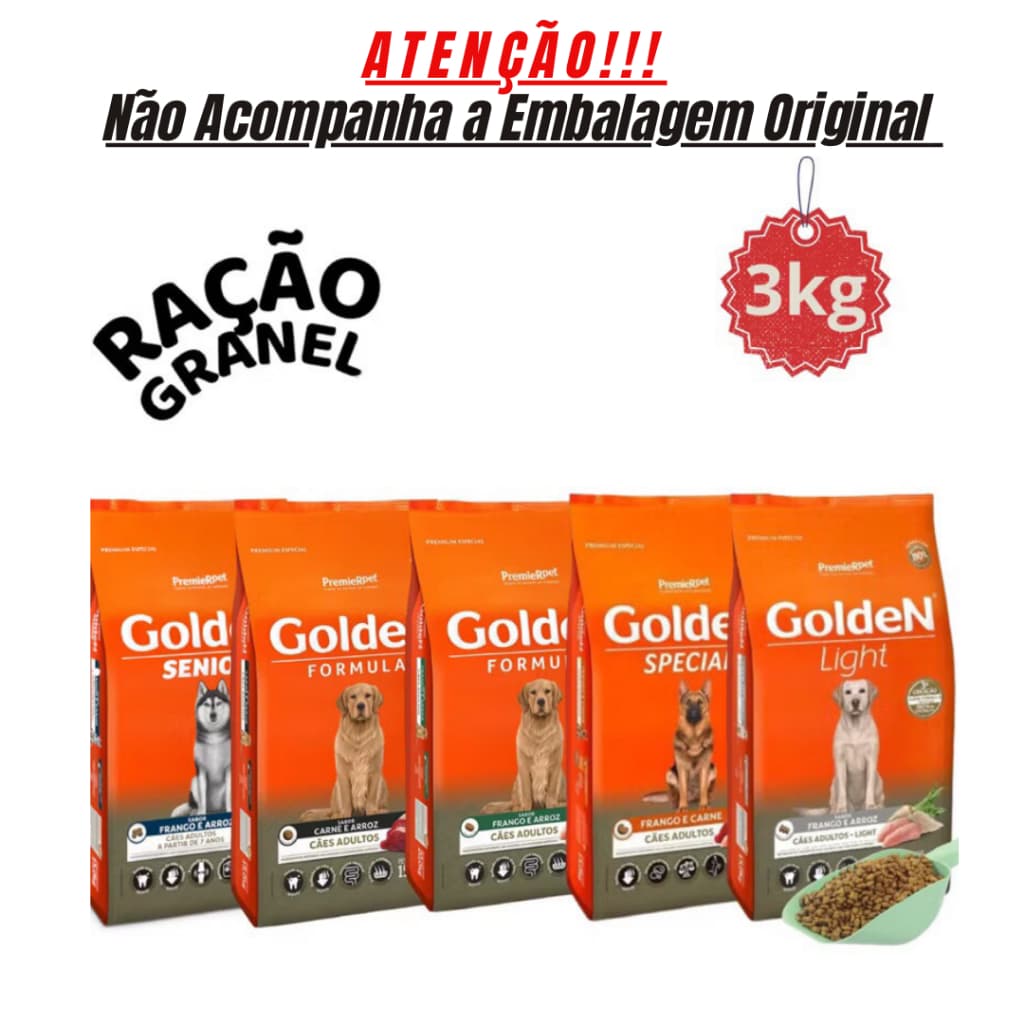 Ração Para Cachorro Golden Porte Médio e Grande 3kg Granel - Ração de Cachorro