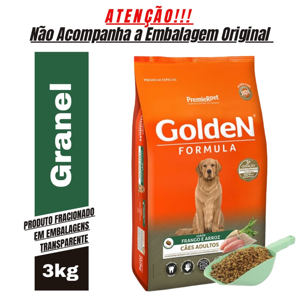 Ração de Cachorro Premier Pet Golden Sabor Frango 3Kg - Ração Cachorro Adulto Raças Médias e Grande
