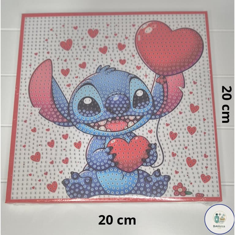 Quadro Pintura Diamante Stitch 5D Relaxante DYI - 20cm X 20cm