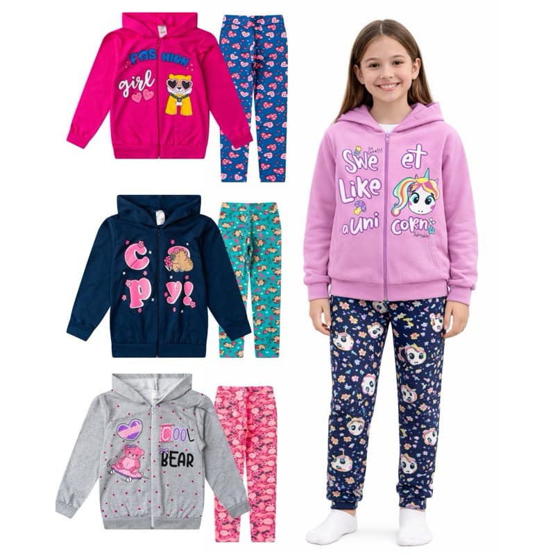 Conjuntos Infantil Menina Moletom com legging "SUPLEX TÉRMICA''