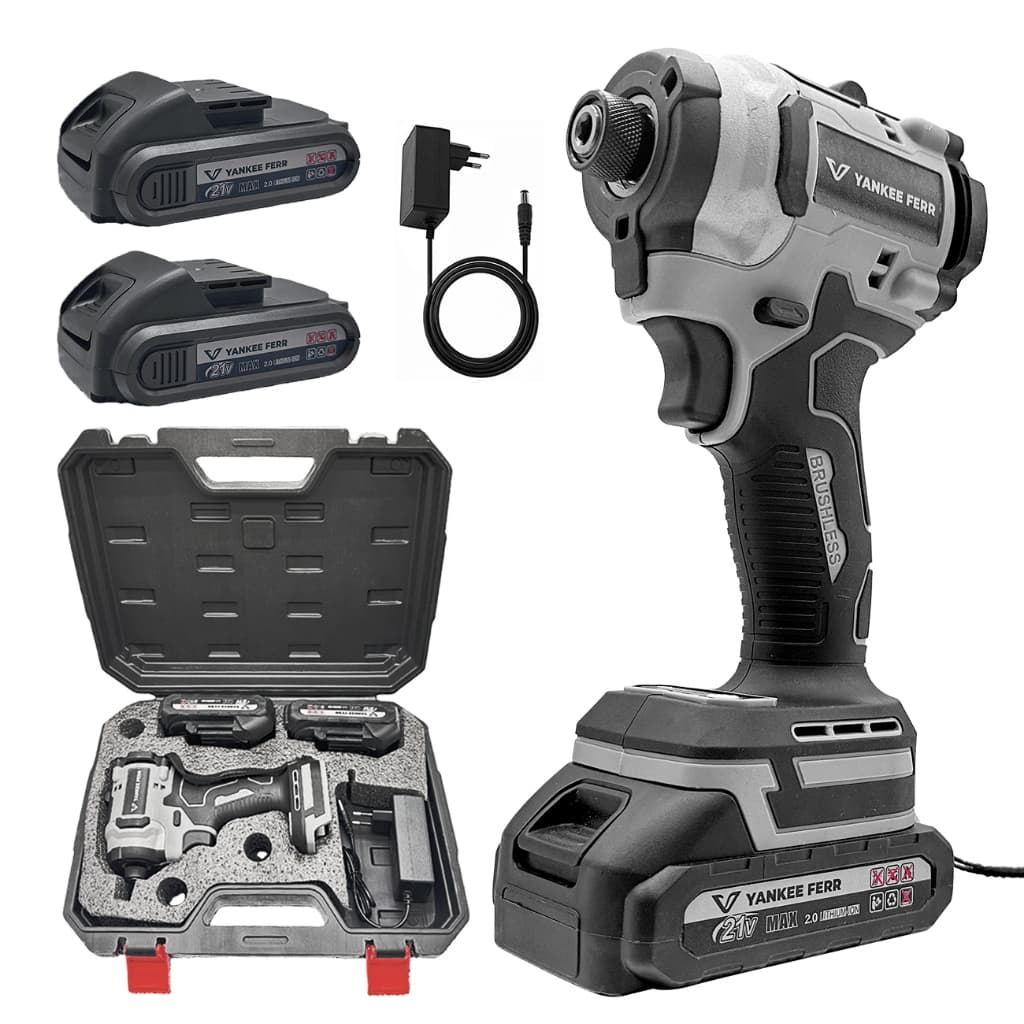 Brushless Furadeira Parafusadeira 21V ,400 N.M Furadeira EléTrica Profissional Sem Fio Com 2 Baterias