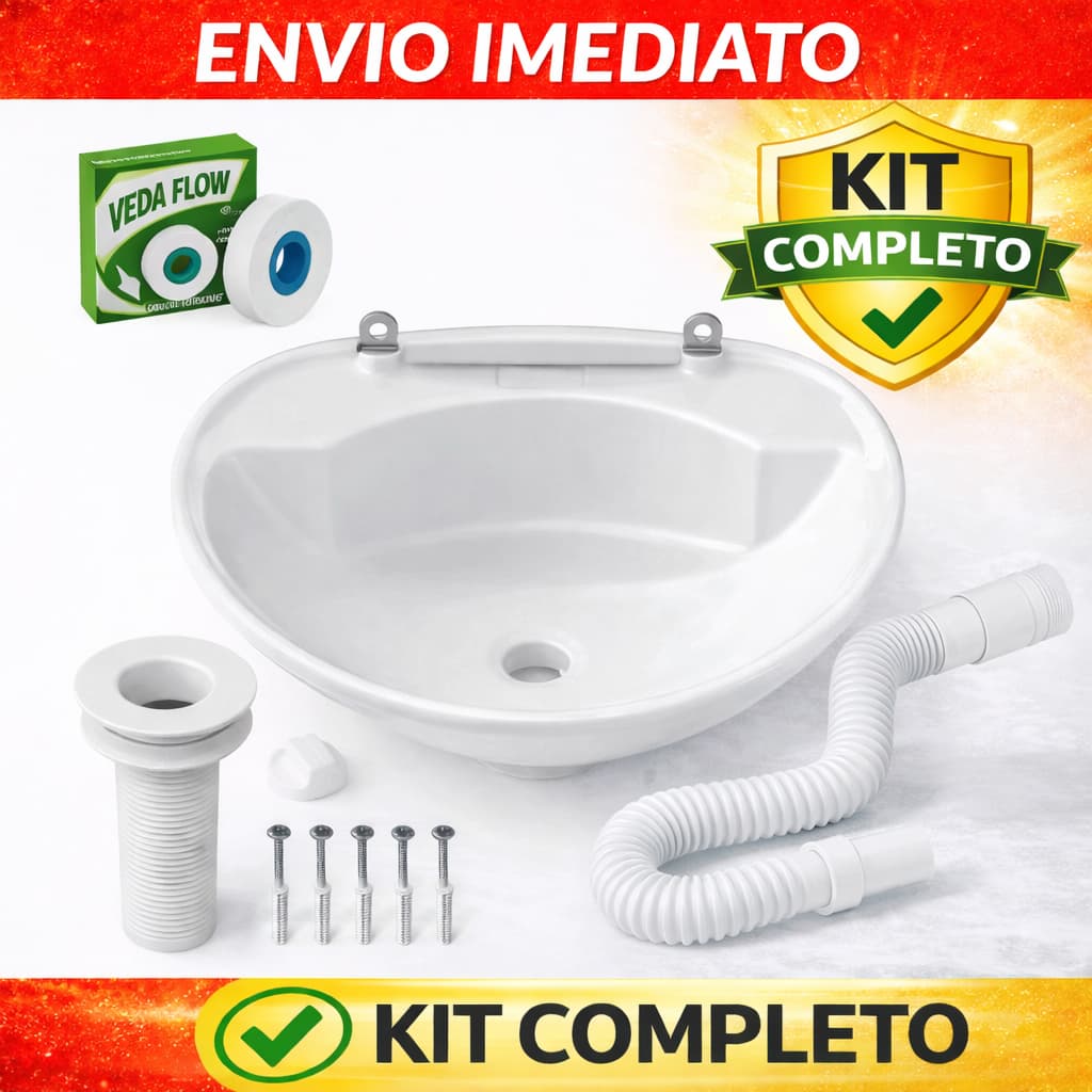 Kit Completo Pia de Banheiro Lavabo 4L Sifão Flex Válvula Plástica Veda Rosca Astra