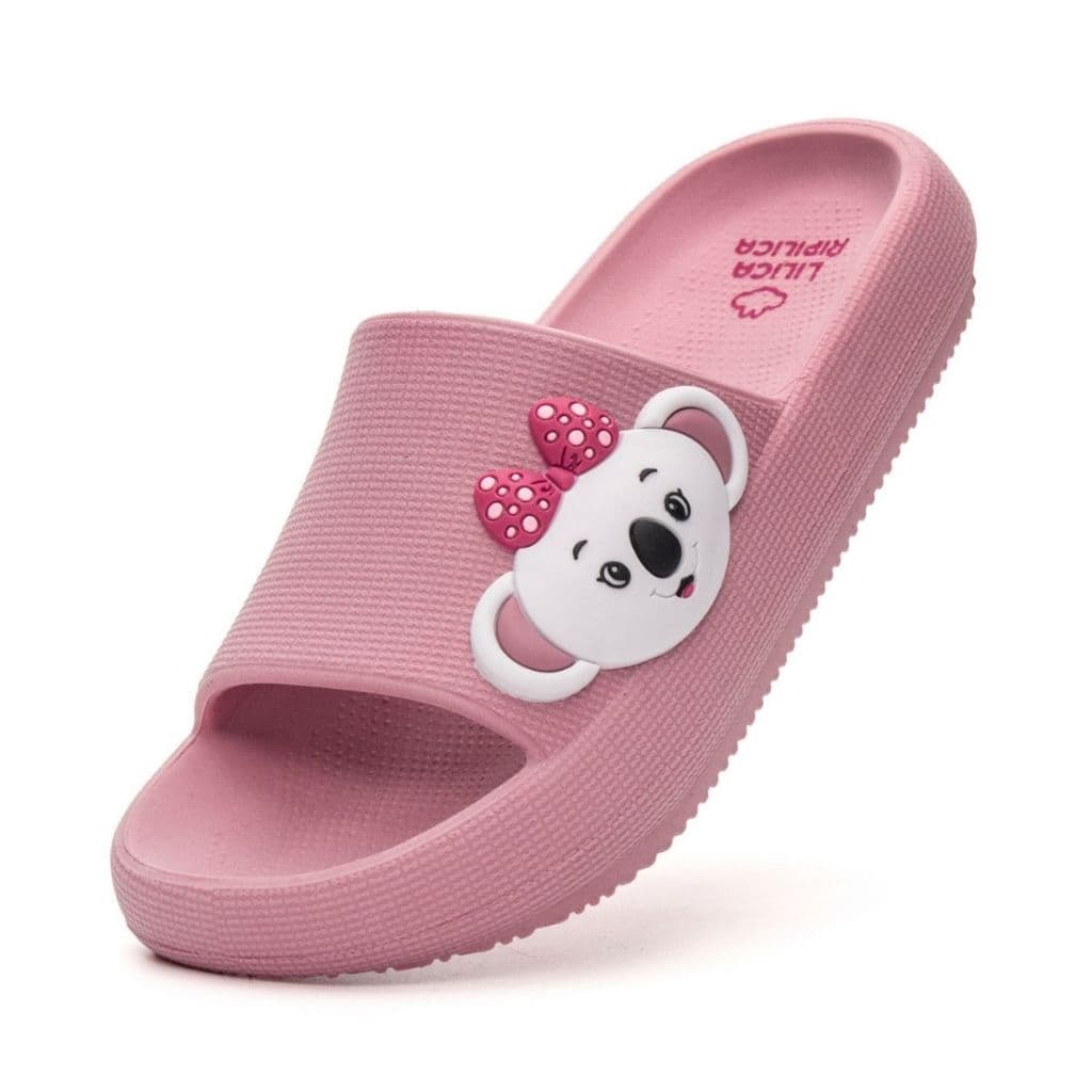 Chinelo Nuvem Slide Lilica Rosa Infantil Confortável em PVC Macio Confortável com Antiderrapante