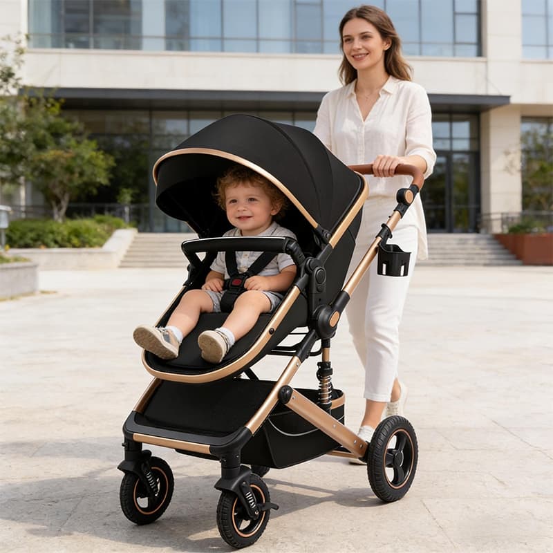 Carrinho de Bebê 3 em 1, Completo com 360° e Chuva, Passeio Alça Reversível System Até 15 Kg -P7