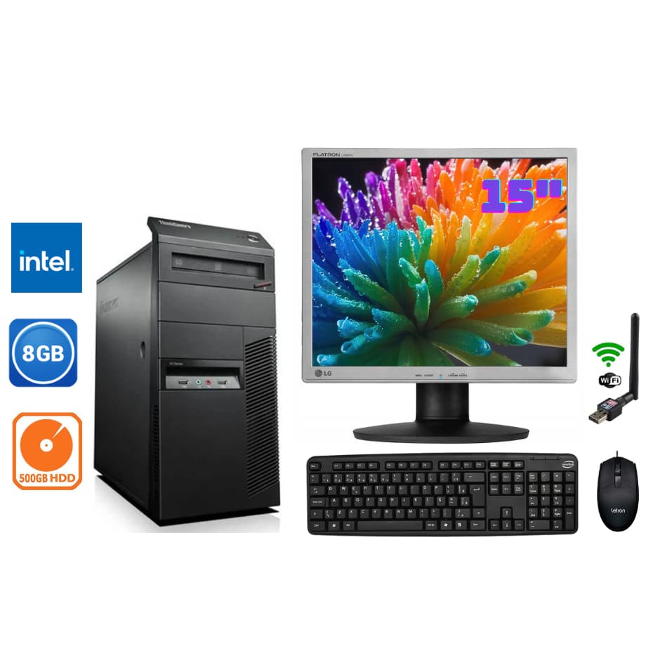 Pc Completo Lenovo HD 500gb 8gb Ram Ddr3 Wifi Computador Tela 15 Polegadas Core i3 Intel Trabalho