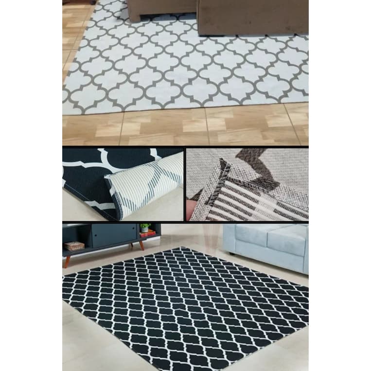 Tapete em Jacquard 2.00x1.40m Antiderrapante para Sala/Quarto - Não Escorrega