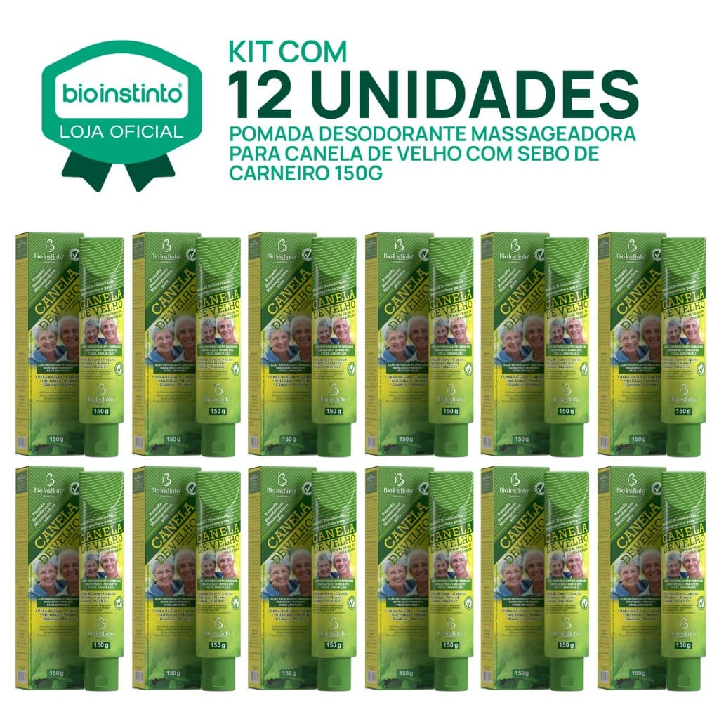 12 UN CANELA DE VELHO 150g Pomada Massageadora Bio Instinto Gel Atleta Academia Relaxamento Muscular