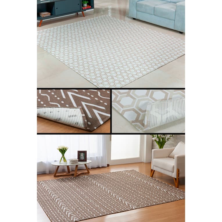 Tapete Grande Tamanho Especial 3.00 x 2.00m Sala E Quarto Jacquard Antiderrapante Lavável