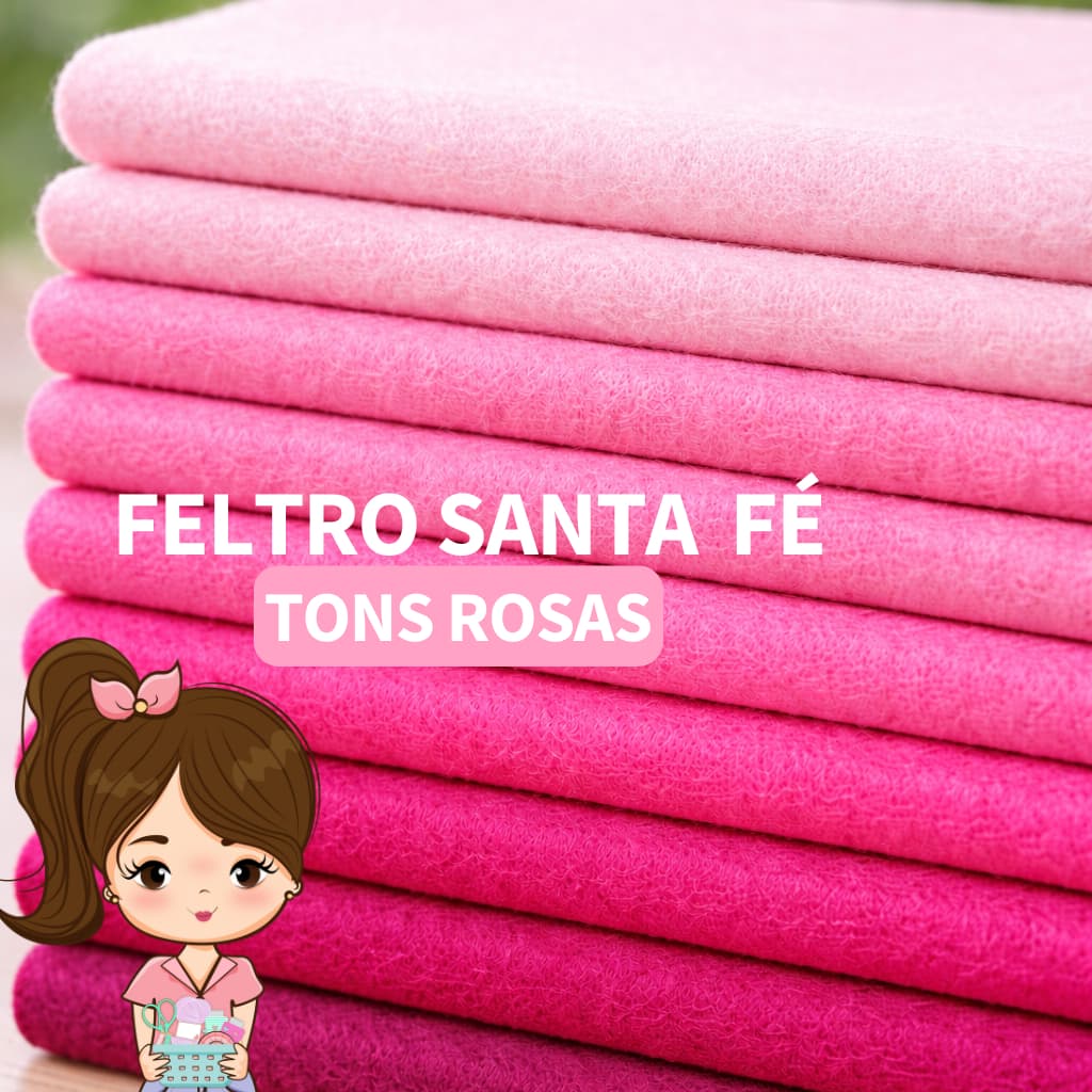 Feltro Santa Fé Liso Tons ROSA 💗 25cm x 1,40m  - Patchwork Tecido Costura Artesanato