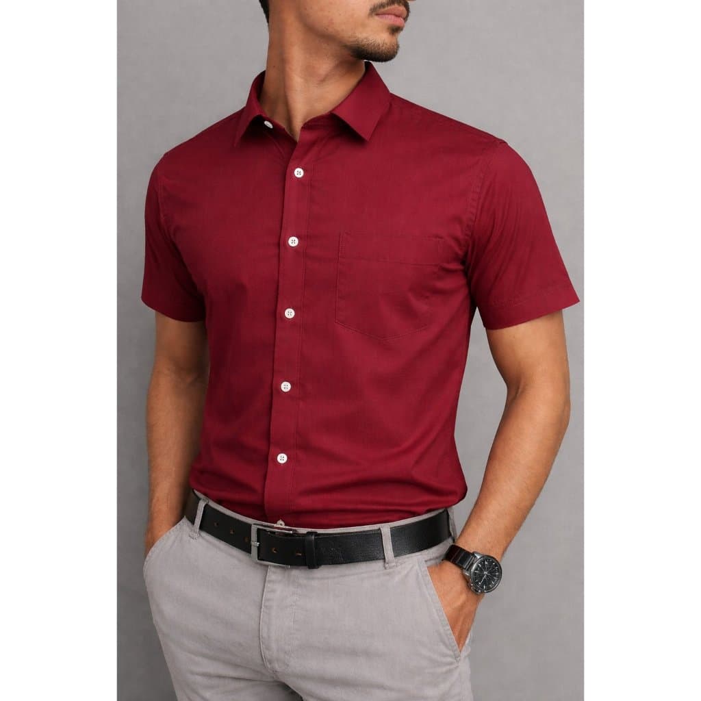Blusa Social de Botão Slim Social Com Bolso Masculina Manga Curta Promoçao Barata